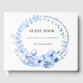 Livro De Visitas Boho Blue Floral Weding Guest Book