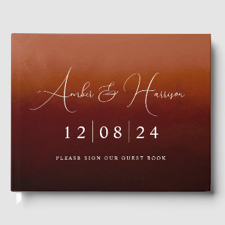Livro De Visitas Boho Burnt Orange Ombre Moderno Casamento de Casam
