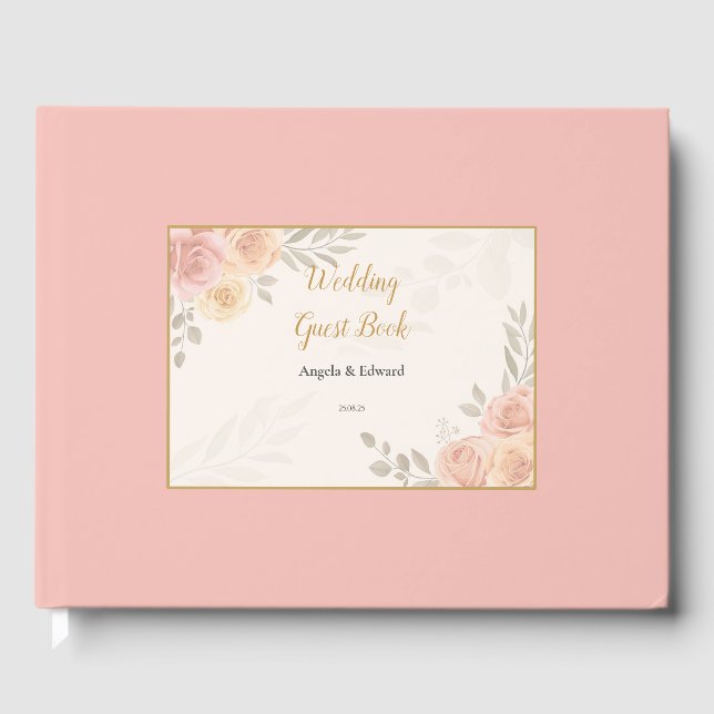 Livro De Visitas Boho - Dose Branca Rosa Botânica (Frente)