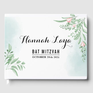 Livro De Visitas Boho Dusty Blue Eucalyptus Bat Mitzvah