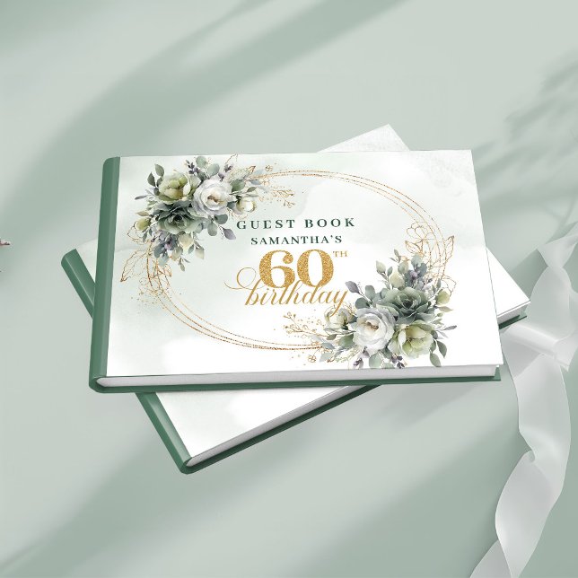Livro de Visitas Boho Eucalipto Aniversário de 60  (Greenery 60th Birthday Boho Eucalyptus Guest Book

)
