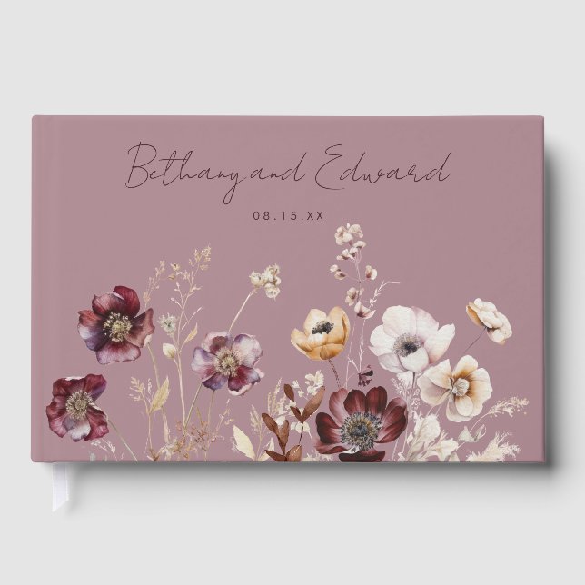 Livro De Visitas Boho Fall Wildflower Wedding (Frente)