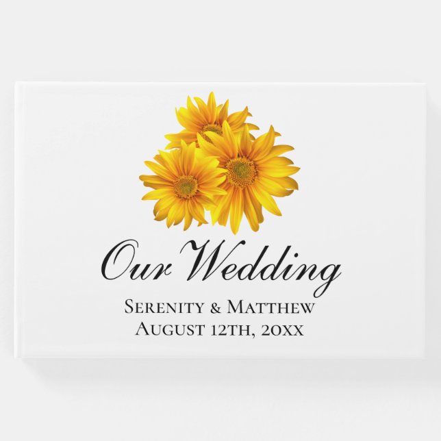Livro De Visitas Boho Girassóis País Casamento Floral Amarelo (Frente)