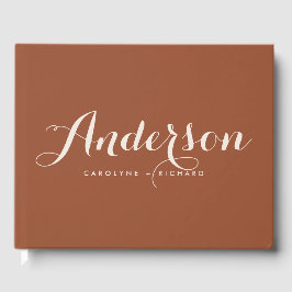 Livro De Visitas Boho Moderno Calliografia Terracotta Casamento