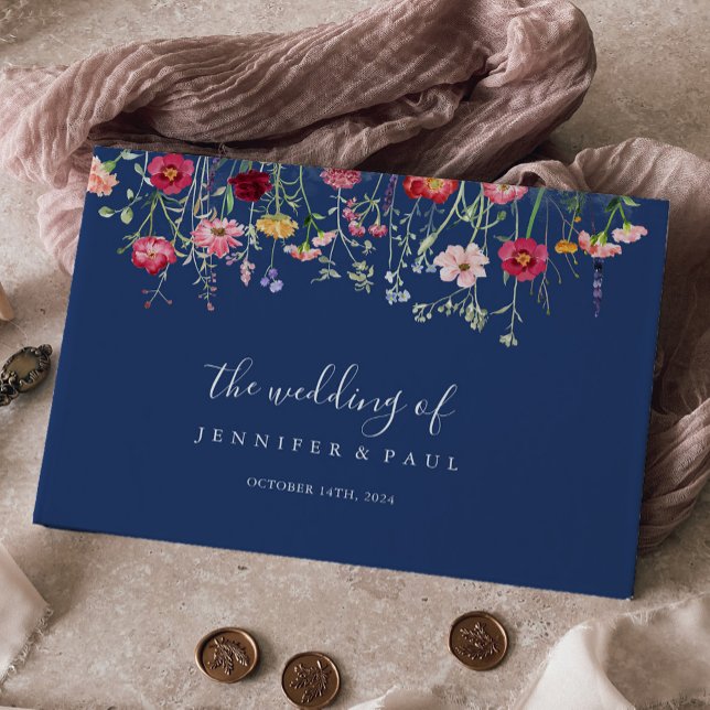 Livro De Visitas Boho Multicolor Wildflower Wedding (Criador carregado)