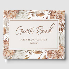 Livro De Visitas Boho Neutral Watercolor Pampas Wedding