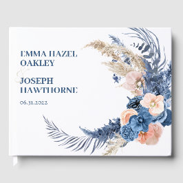 Livro De Visitas Boho pastel azul & blush chic Weding