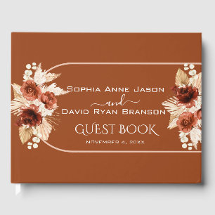 Livro De Visitas Boho Terracotta Arch Pampas Grass Casamento Floral