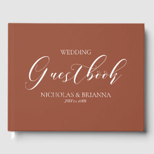 Livro De Visitas Boho Terracotta Queimou Casamento do Monograma Lar