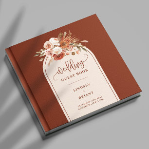 Livro De Visitas Boho Terracotta Sage Pampas Grass Floral