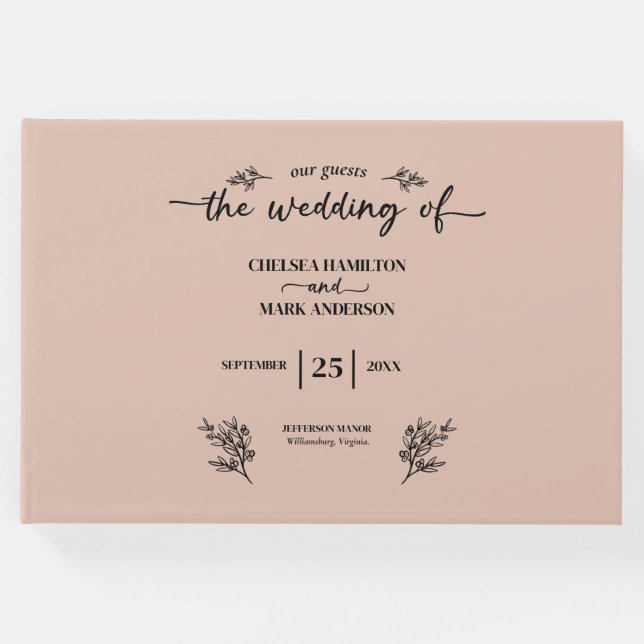 Livro De Visitas Boho Trendy Script Wedding (Frente)