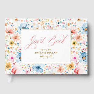 Livro De Visitas Boho Watercolor Flores Selvagens Casamento Elegant