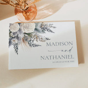 Livro De Visitas Boho White Rose Floral Flower Garden Casamento
