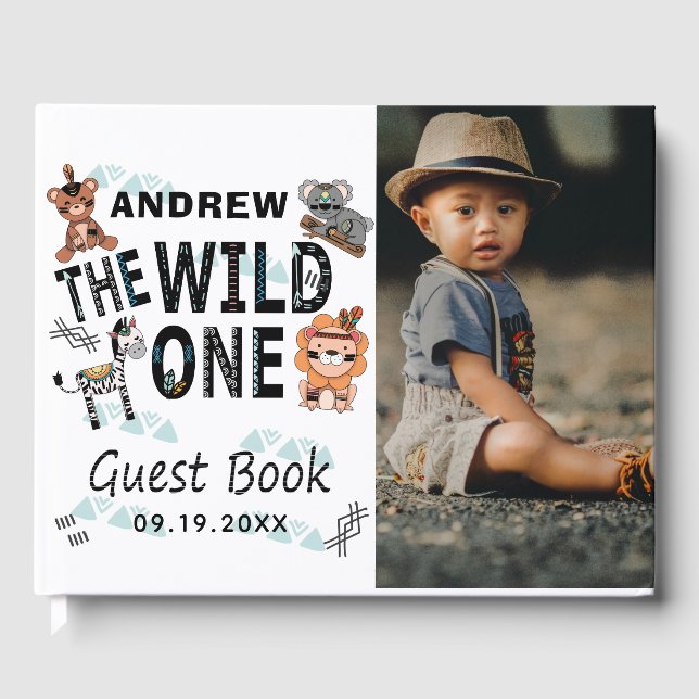 Livro De Visitas Boho Wild One primeiro aniversario Photo (Frente)