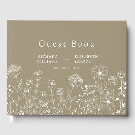 Livro De Visitas Boho Wildflower Modern Watercolor Casamento