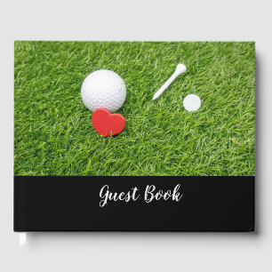 Livro De Visitas Bola de golfe com teia e coração vermelho no cas