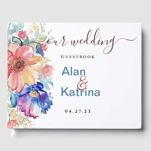 Livro De Visitas Bold Floral Wedding  (Frente)