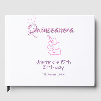Livro De Visitas bolo de aniversário de 15 anos da quinceanera roxo