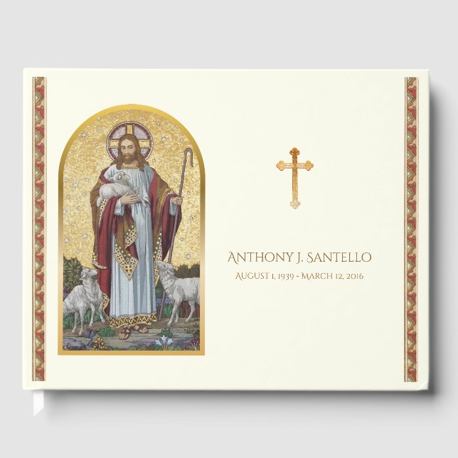 Livro De Visitas Bom Pastor Jesus Funeral Memorial Guest Book (Frente)