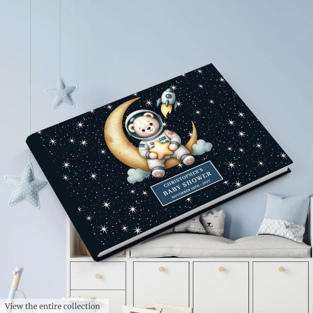 Livro De Visitas Bonito Astronauta do Urso de Teddy Bebê (Cute Teddy Bear Astronaut Guest Book Baby Boy)
