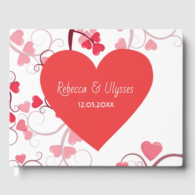 Livro De Visitas Bonito Casamento de Corações (Frente)
