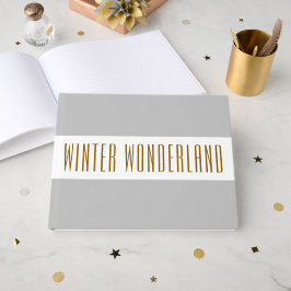 Livro De Visitas Bonito Cinza branca Stripes WINTER WONDERLAND