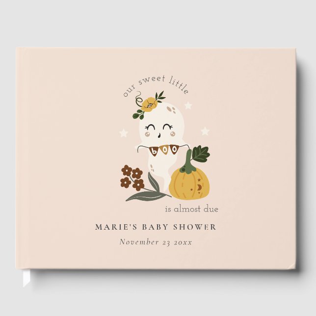 Livro De Visitas Bonito Halloween Blush Ghost Little Boo Chá de fra (Frente)