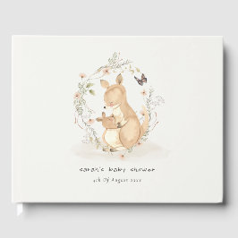Livro De Visitas Bonito Joey Mama Kangaroo Floral Wreath Chá de fra