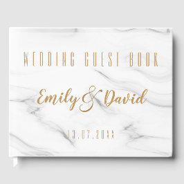 Livro De Visitas Bonito Marble Elegante Marrom Branco Marrom Keepsa