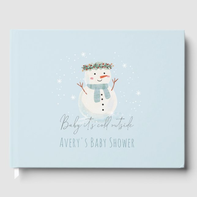 Livro De Visitas Bonito Snowman Baby Está Frio Fora do Chá de frald (Frente)