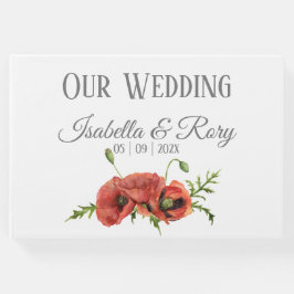 Livro De Visitas Bonito Watercolor Red Poppies Casamento Guestbook