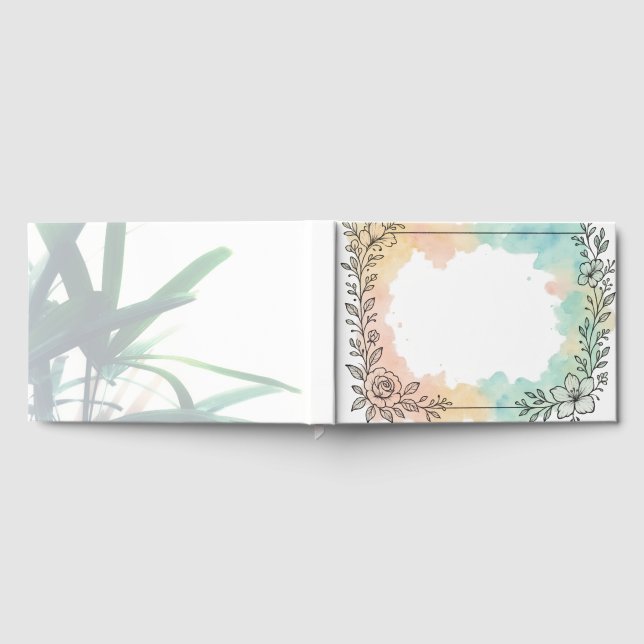 Livro De Visitas Bor de Aquarela Floral Sinônquica Mínima Preta (Completo)