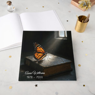 Livro De Visitas Borboleta Monarca em uma Santa Bíblia