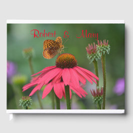 Livro De Visitas Borboleta Na Flor Cone