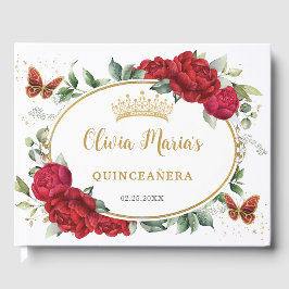 Livro De Visitas Borboletas Florais Douradas Quinceanera