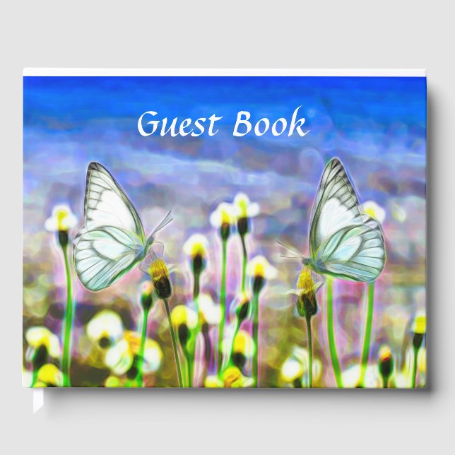 Livro De Visitas Borboletas Flores Amarelas Céu Azul (Frente)