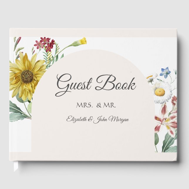 Livro De Visitas Borboletas Girassóis Flor Silvestre (Frente)