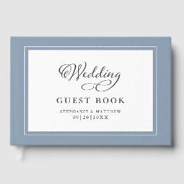 Livro De Visitas Borda Azul Dusty, Guestbook Elegante
