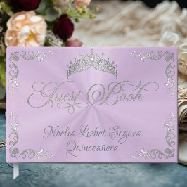 Livro De Visitas Borda Prata Vintage & Tiara - Lavanda