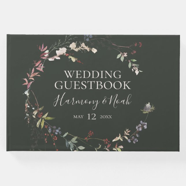 Livro De Visitas Botânica de Natal | Casamento Verde Escuro (Frente)