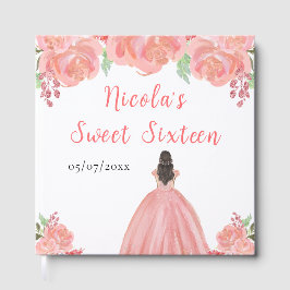 Livro De Visitas Brown Hair Princess Pink Sweet Sixteen Guest Book