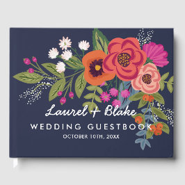 Livro De Visitas Buquê boêmico - Azul Marinho - Casamento