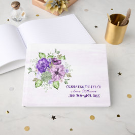 Livro De Visitas Buquê de Aquarela Roxo Serviço Memorial