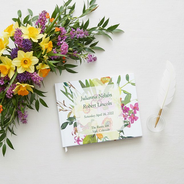Livro De Visitas Buquê de casamento de narcisos da primavera   (Criador carregado)