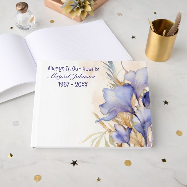 Livro De Visitas Buquê de Íris em Aquarela para Serviço Memorial (Frente aberta)