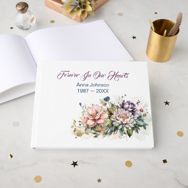 Livro De Visitas Buquê Floral Sobre Branco (Frente aberta)