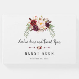 Livro De Visitas Burgundy Blush Floral Planner de Casamento