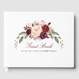 Livro De Visitas Burgundy Floral Wedding