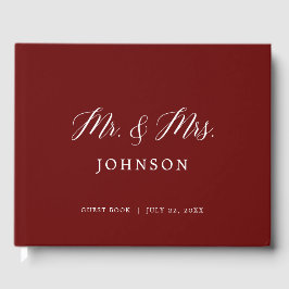Livro De Visitas Burgundy Maroon Script Foto de Casamento de Guest