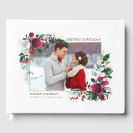 Livro De Visitas Burgundy Red Bloom | Casamento Fotográfico